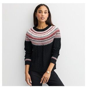 Croft & Barrow Black and Red Fair Isle Sweater